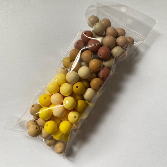 12mm Silicone Round Bead Pack | Shades of Yellow 💛