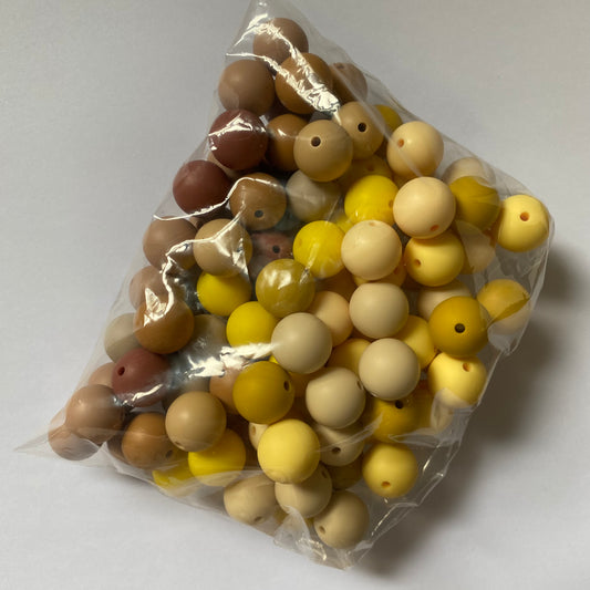 15mm Silicone Round Bead Pack | Shades of Yellow 💛