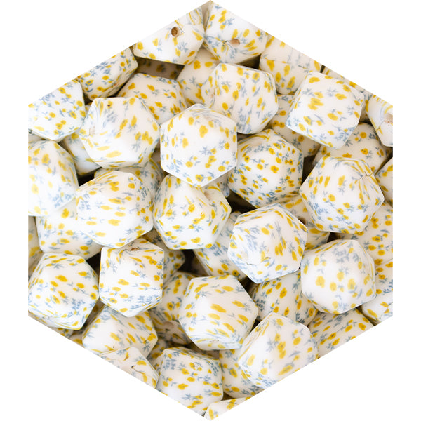 Silicone Printed Hexagon Beads