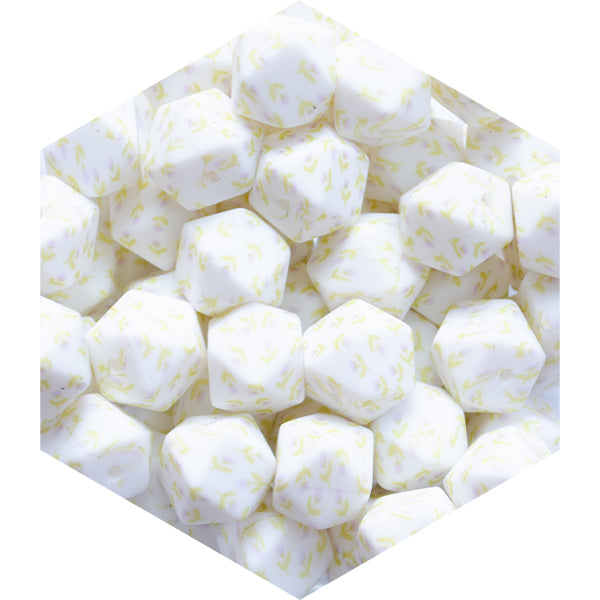 Silicone Printed Hexagon Beads