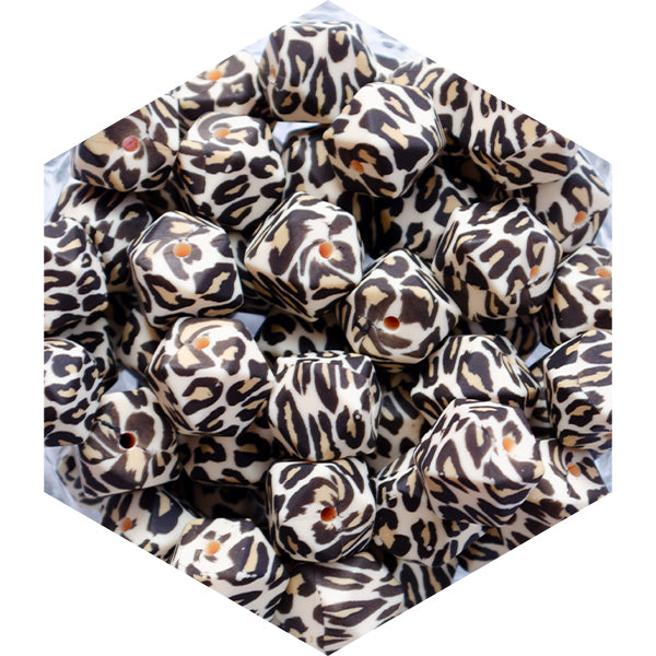 Silicone Printed Hexagon Beads