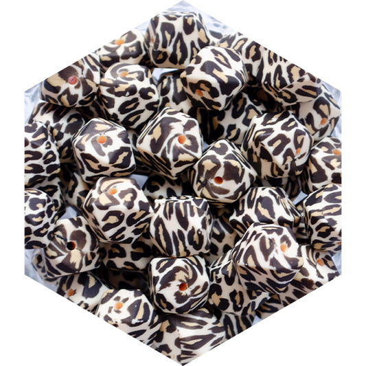 Silicone Printed Hexagon Beads