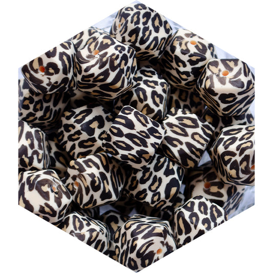 Silicone Printed Hexagon Beads