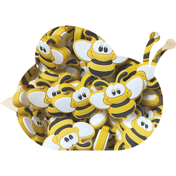 Silicone Smiley Bee Beads