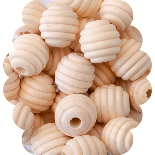 Natural Wood Beehive Bead