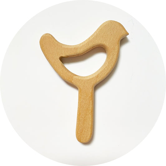 Beech Wooden Teether - Bird with handle