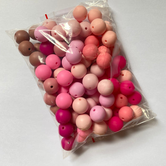 15mm Silicone Round Bead Pack | Shades of Pink 💗