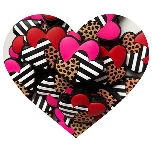 Silicone 3 Heart Beads