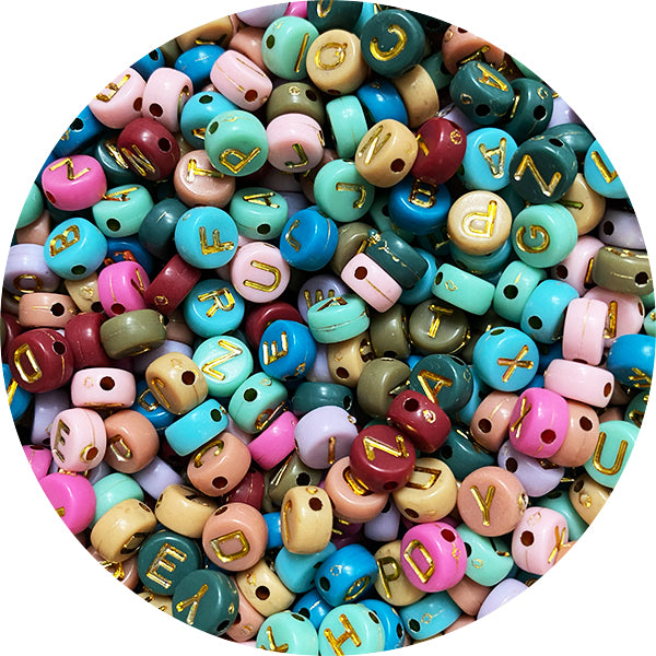 Acrylic Multi-Colour Round Alphabet Beads (Earthy Colours)