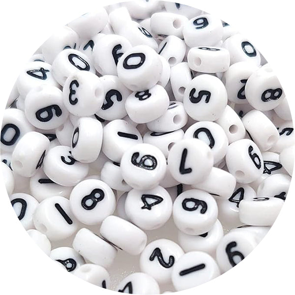 Acrylic White Number Beads