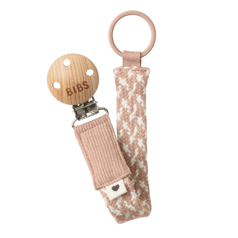 BIBS Braided Pacifier Clip - Blush/Ivory