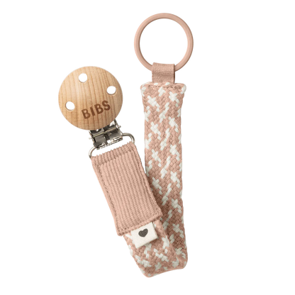 BIBS Braided Pacifier Clip - Blush/Ivory