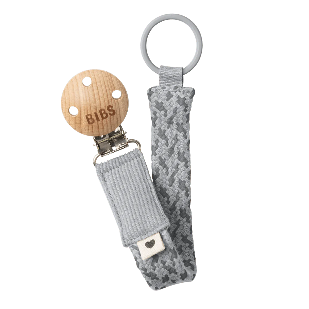 BIBS Braided Pacifier Clip - Cloud/Iron