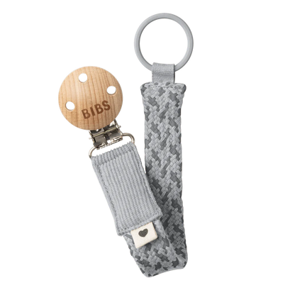 BIBS Braided Pacifier Clip - Cloud/Iron