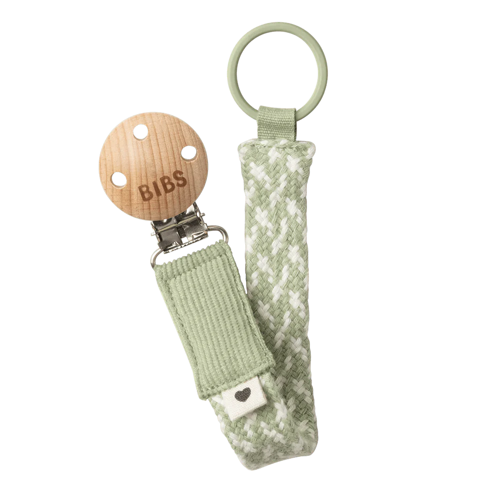 BIBS Braided Pacifier Clip - Sage/Ivory