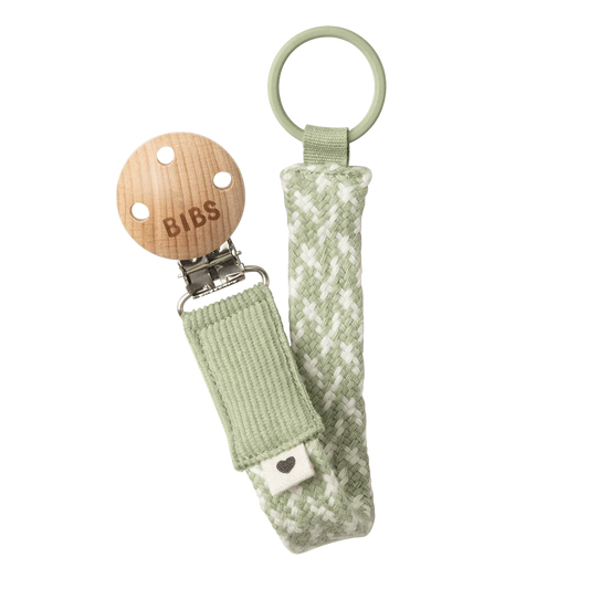 BIBS Braided Pacifier Clip - Sage/Ivory