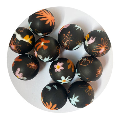 Silicone Printed Round Beads