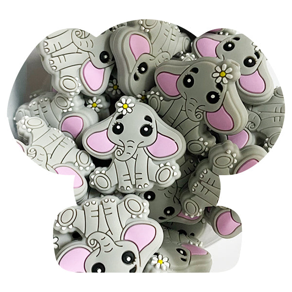 Silicone Elephant with Flower Beads