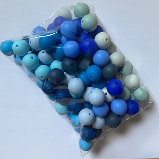 15mm Silicone Round Bead Pack | Shades of Blue 💙