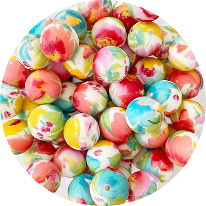 Silicone Printed Round Beads