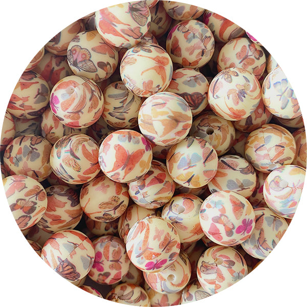 Silicone Printed Round Beads