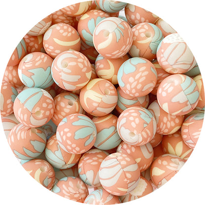 Silicone Printed Round Beads