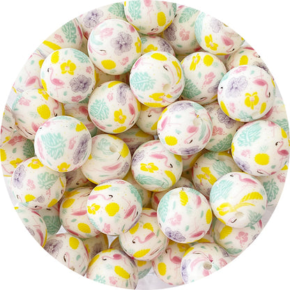 Silicone Printed Round Beads