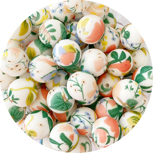 Silicone Printed Round Beads