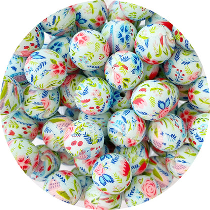 Silicone Printed Round Beads