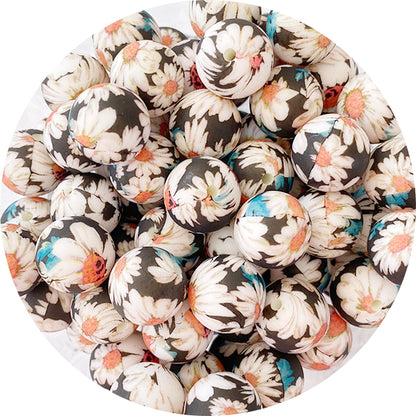 Silicone Printed Round Beads