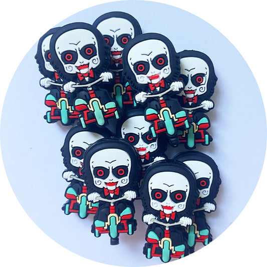 Silicone Halloween (Billy the Puppet) Beads