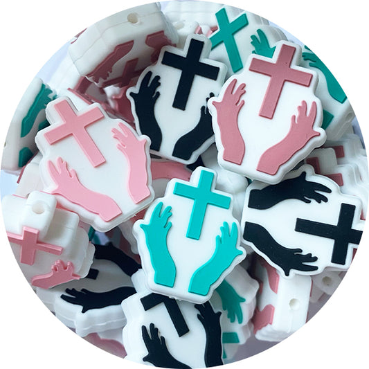 Silicone Hands holding Cross Beads