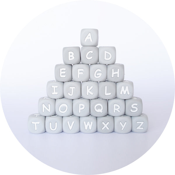 12mm Silicone Square (Fog Grey) Alphabet Starter Kit - 125 letters