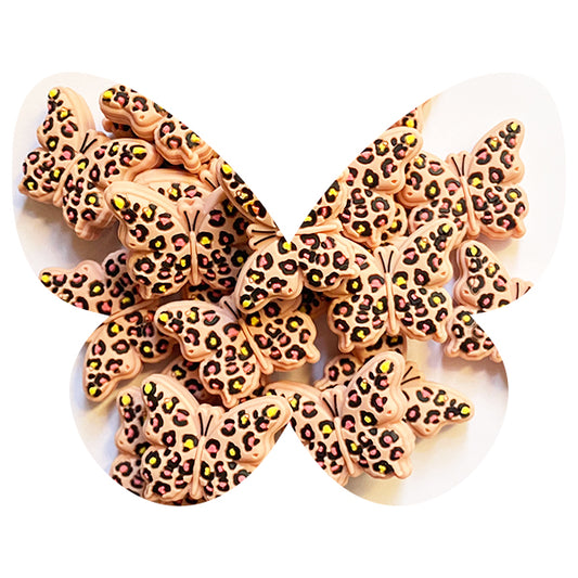 Silicone Leopard Print Butterfly Beads