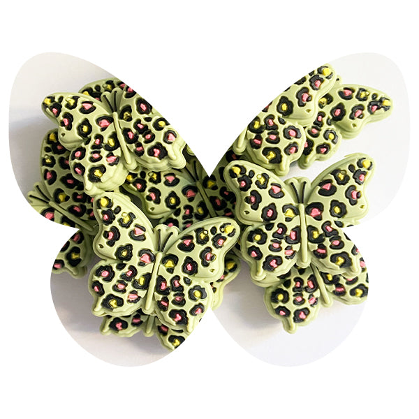 Silicone Leopard Print Butterfly Beads