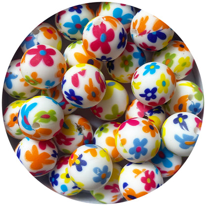 Silicone Printed Round Beads