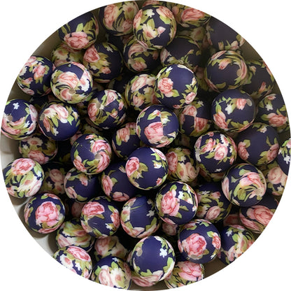 Silicone Printed Round Beads