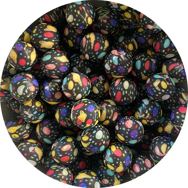 Silicone Printed Round Beads