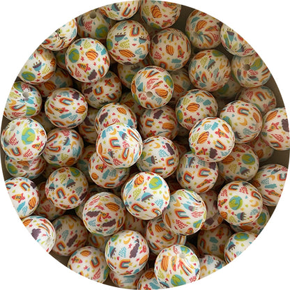 Silicone Printed Round Beads