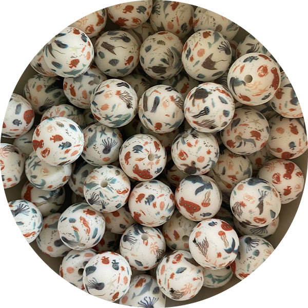 Silicone Printed Round Beads