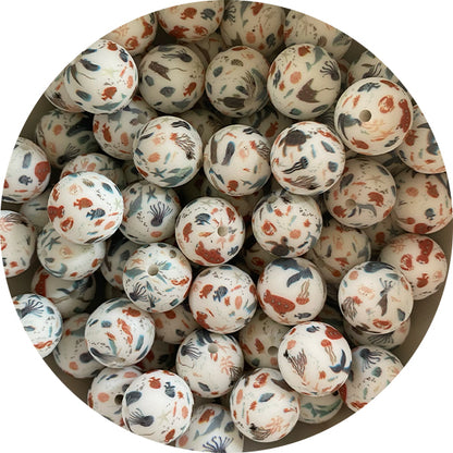 Silicone Printed Round Beads