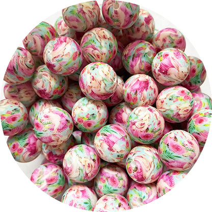 Silicone Printed Round Beads