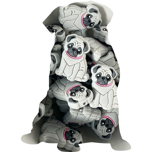 Silicone Pug Bead