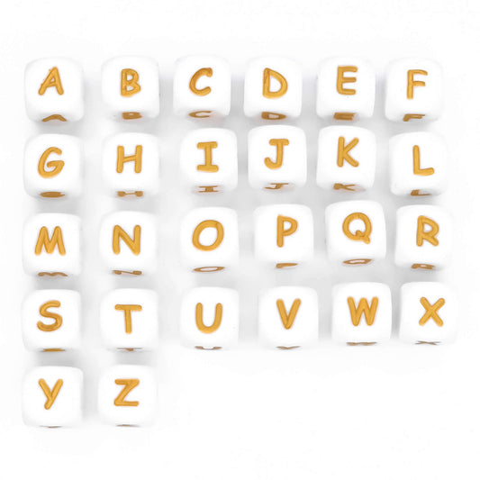 12mm Silicone Square (White Gold) Alphabet Starter Kit - 125 letters