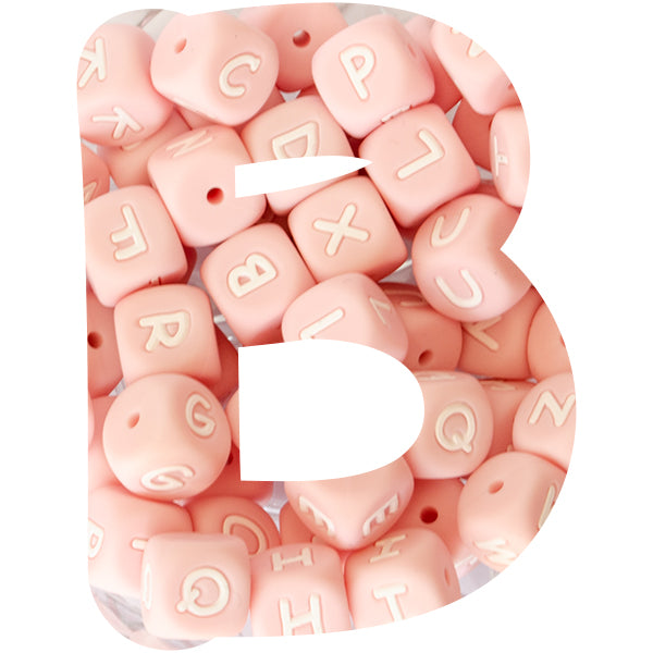 12mm Pastel Pink Silicone Alphabet Beads