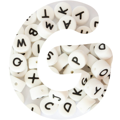 12mm White Silicone Round Alphabet Beads