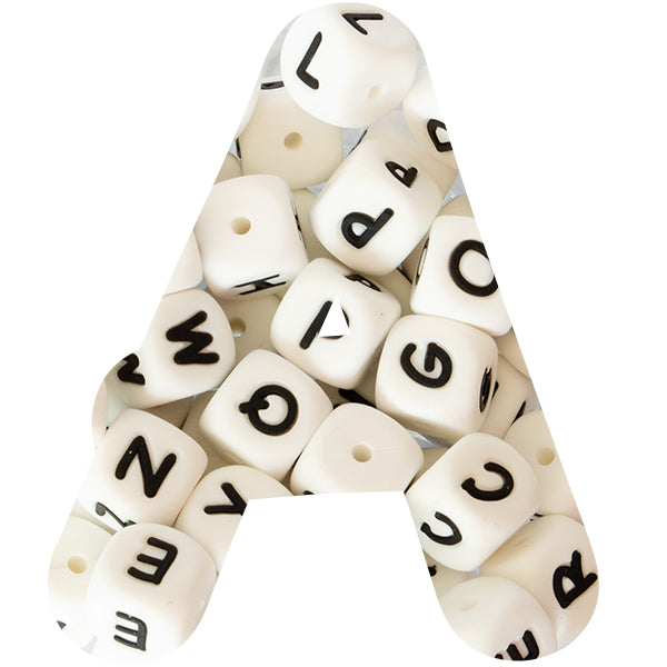 12mm White Silicone Alphabet Beads