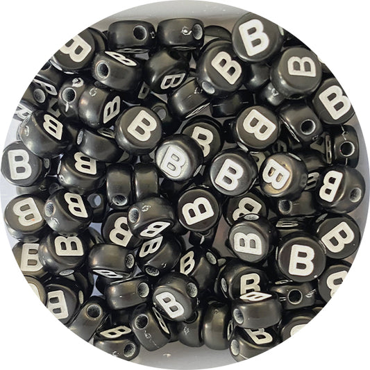 Acrylic Black Alphabet Beads