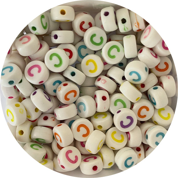 Acrylic Multi-Colour Round Alphabet Beads