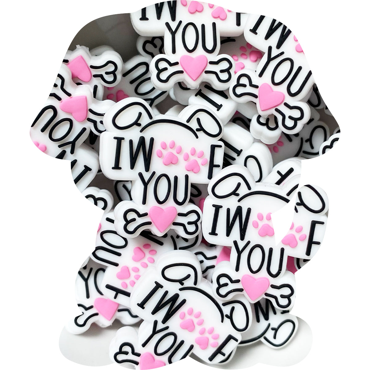 Silicone 'I Woof You' Bead